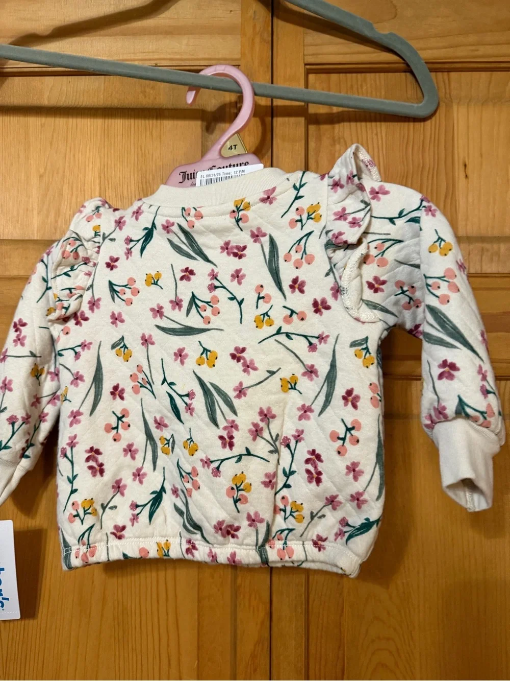 Carter's Cream Floral Puff-Sleeve Sweatshirt